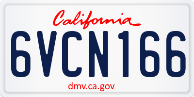 CA license plate 6VCN166
