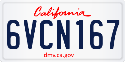 CA license plate 6VCN167