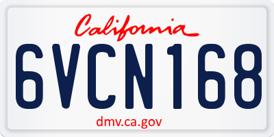 CA license plate 6VCN168