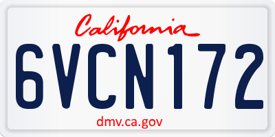 CA license plate 6VCN172