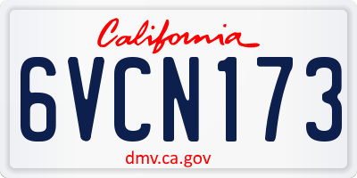 CA license plate 6VCN173