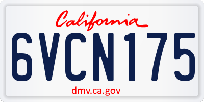 CA license plate 6VCN175