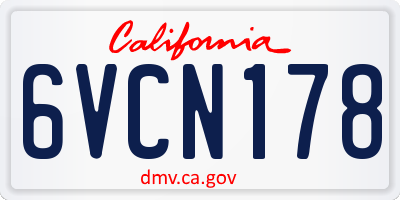 CA license plate 6VCN178