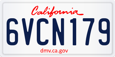 CA license plate 6VCN179