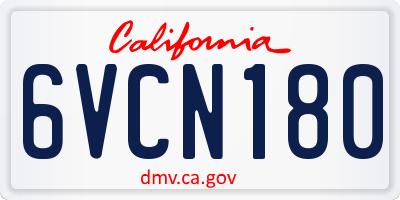 CA license plate 6VCN180
