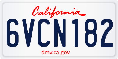 CA license plate 6VCN182