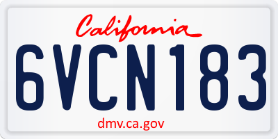 CA license plate 6VCN183