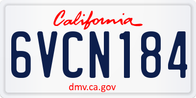 CA license plate 6VCN184