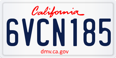 CA license plate 6VCN185