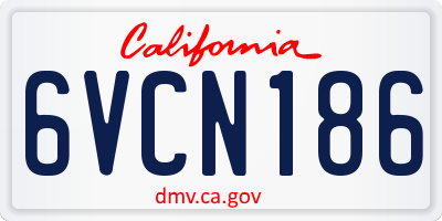 CA license plate 6VCN186