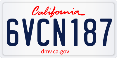 CA license plate 6VCN187