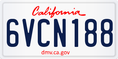 CA license plate 6VCN188