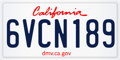 CA license plate 6VCN189
