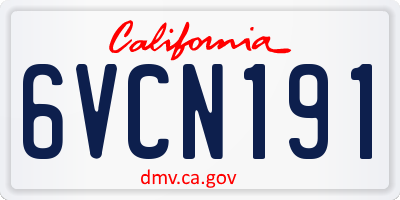 CA license plate 6VCN191
