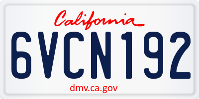 CA license plate 6VCN192