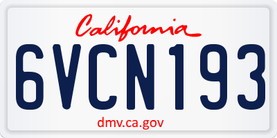 CA license plate 6VCN193