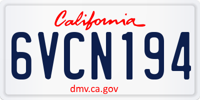 CA license plate 6VCN194