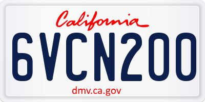 CA license plate 6VCN200