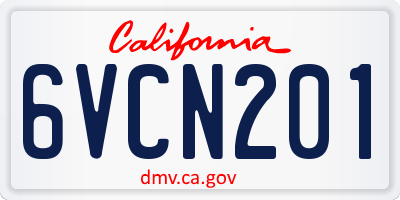 CA license plate 6VCN201