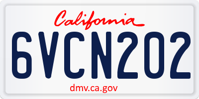 CA license plate 6VCN202