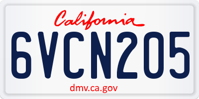 CA license plate 6VCN205