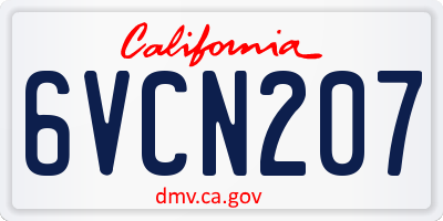CA license plate 6VCN207