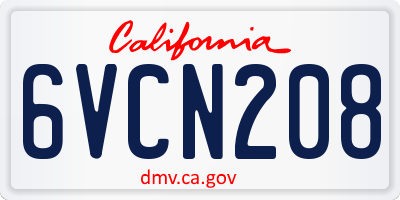 CA license plate 6VCN208
