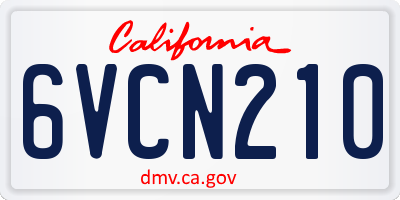 CA license plate 6VCN210