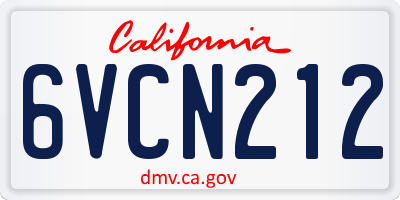 CA license plate 6VCN212