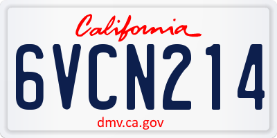 CA license plate 6VCN214