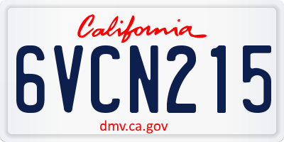 CA license plate 6VCN215