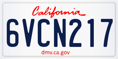 CA license plate 6VCN217