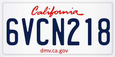 CA license plate 6VCN218