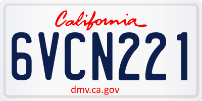 CA license plate 6VCN221