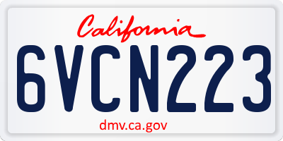 CA license plate 6VCN223