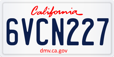 CA license plate 6VCN227