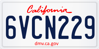 CA license plate 6VCN229