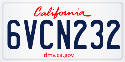 CA license plate 6VCN232
