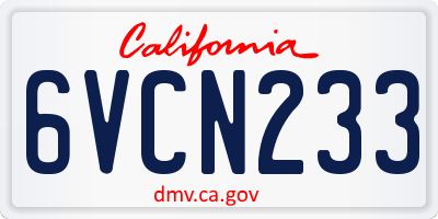 CA license plate 6VCN233