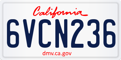CA license plate 6VCN236