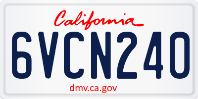 CA license plate 6VCN240