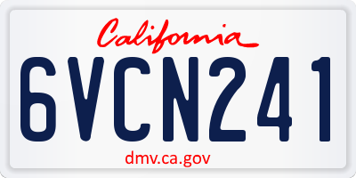 CA license plate 6VCN241