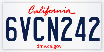 CA license plate 6VCN242