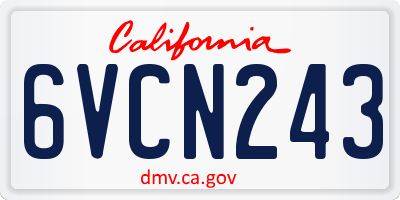 CA license plate 6VCN243