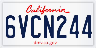 CA license plate 6VCN244