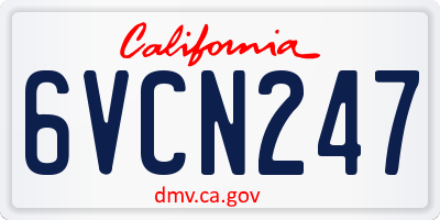 CA license plate 6VCN247