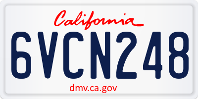 CA license plate 6VCN248