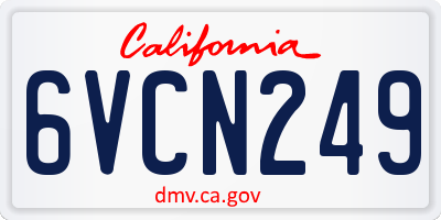 CA license plate 6VCN249