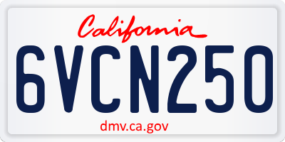CA license plate 6VCN250