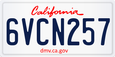 CA license plate 6VCN257